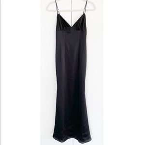 Fame & Partners Trine Black Satin Slip Dress Gown